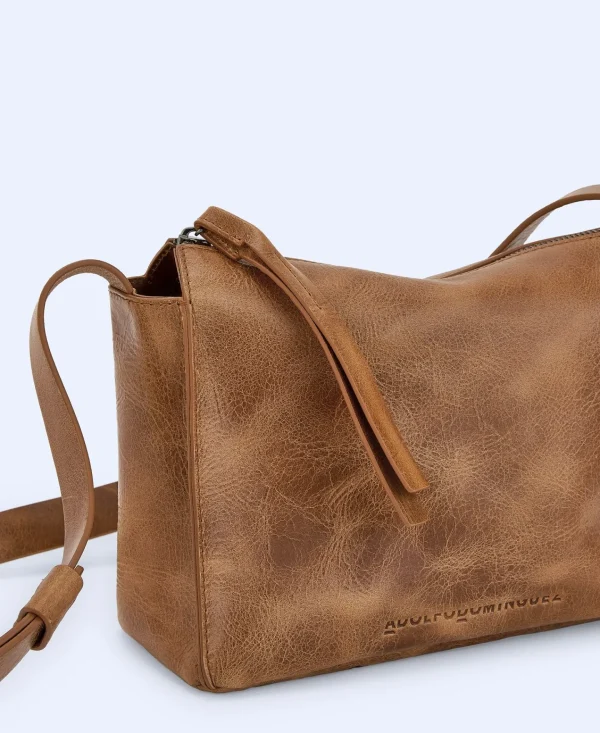 Adolfo Dominguez Bolsos>Bandolera Mediana En Piel Craquelada Cuero