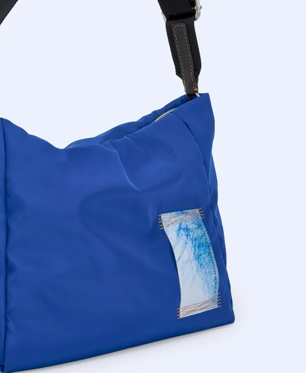 Adolfo Dominguez Bolsos>Bandolera Mediana En Tejido Acolchado Azul Tinta