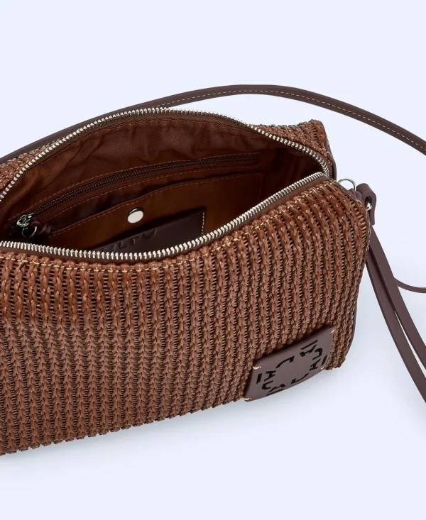 Adolfo Dominguez Bolsos>Bandolera Mediana Reciclada Trenzada Chocolate