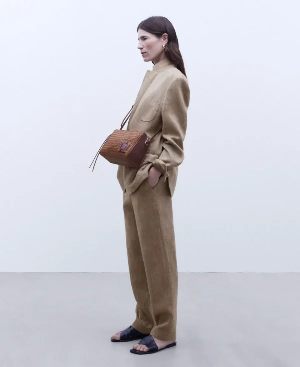 Adolfo Dominguez Bolsos>Bandolera Mediana Reciclada Trenzada Chocolate