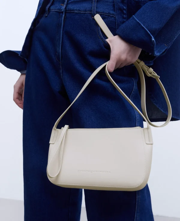 Adolfo Dominguez Bolsos>Bandolera Pequena De Piel Vaqueta Crudo