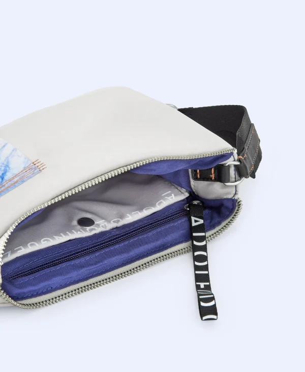 Adolfo Dominguez Bolsos>Bandolera Pequena En Tejido Acolchado Blanco Roto