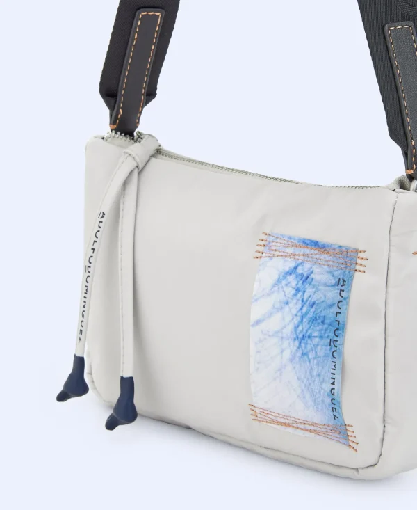 Adolfo Dominguez Bolsos>Bandolera Pequena En Tejido Acolchado Blanco Roto