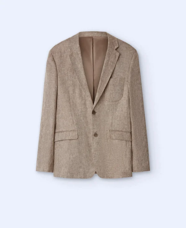 Adolfo Dominguez Blazer>Blazer Dos Botones En Lino Europeo Ocre