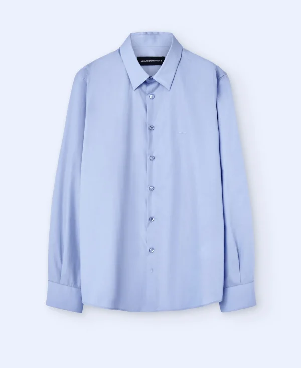 Adolfo Dominguez Camisas>Camisa En Algodon Organico Azul Celeste
