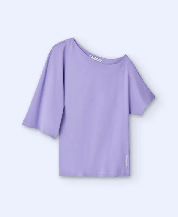 Adolfo Dominguez Camisetas>Camiseta Asimetrica Con Manga Japonesa Malva