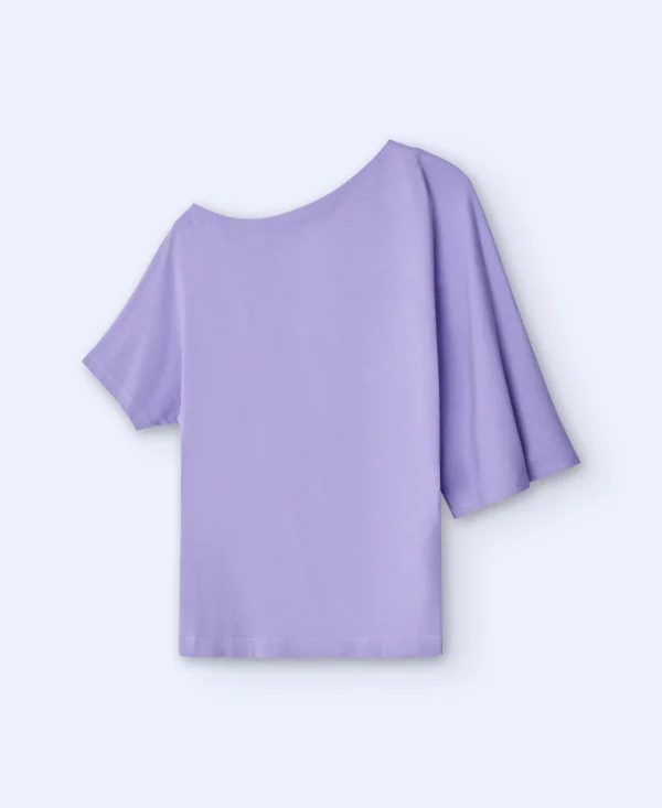 Adolfo Dominguez Camisetas>Camiseta Asimetrica Con Manga Japonesa Malva