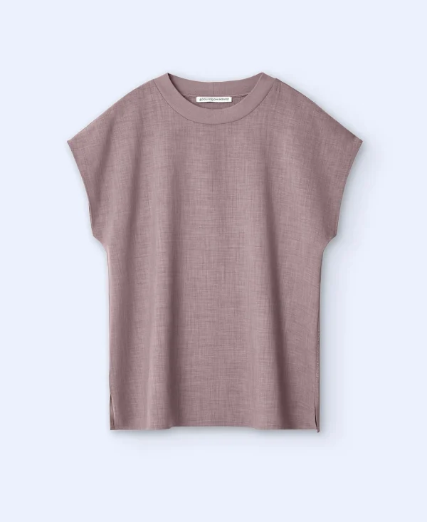Adolfo Dominguez Camisetas>Camiseta Con Aberturas Laterales Camel/Marron