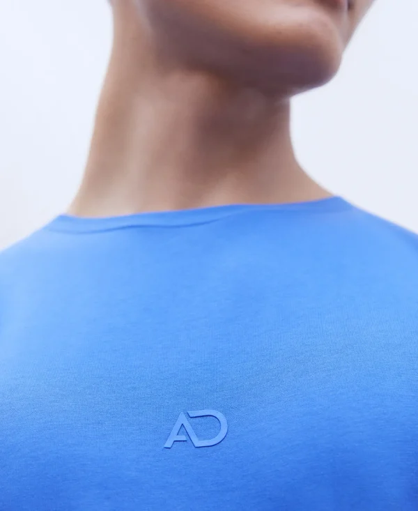 Adolfo Dominguez Camisetas Y Polos>Camiseta En Algodon Mercerizado Azul Matisse