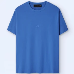 Adolfo Dominguez Camisetas Y Polos>Camiseta En Algodon Mercerizado Azul Matisse