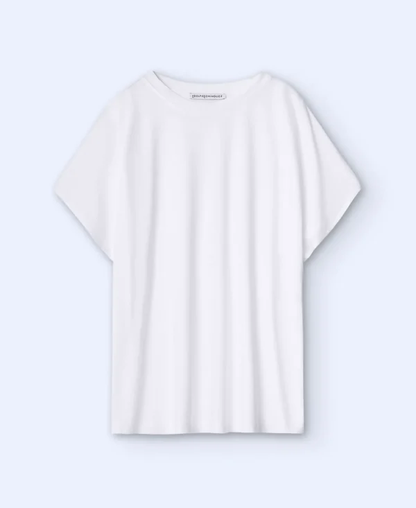 Adolfo Dominguez Camisetas>Camiseta En Lyocell Y Algodon Blanco