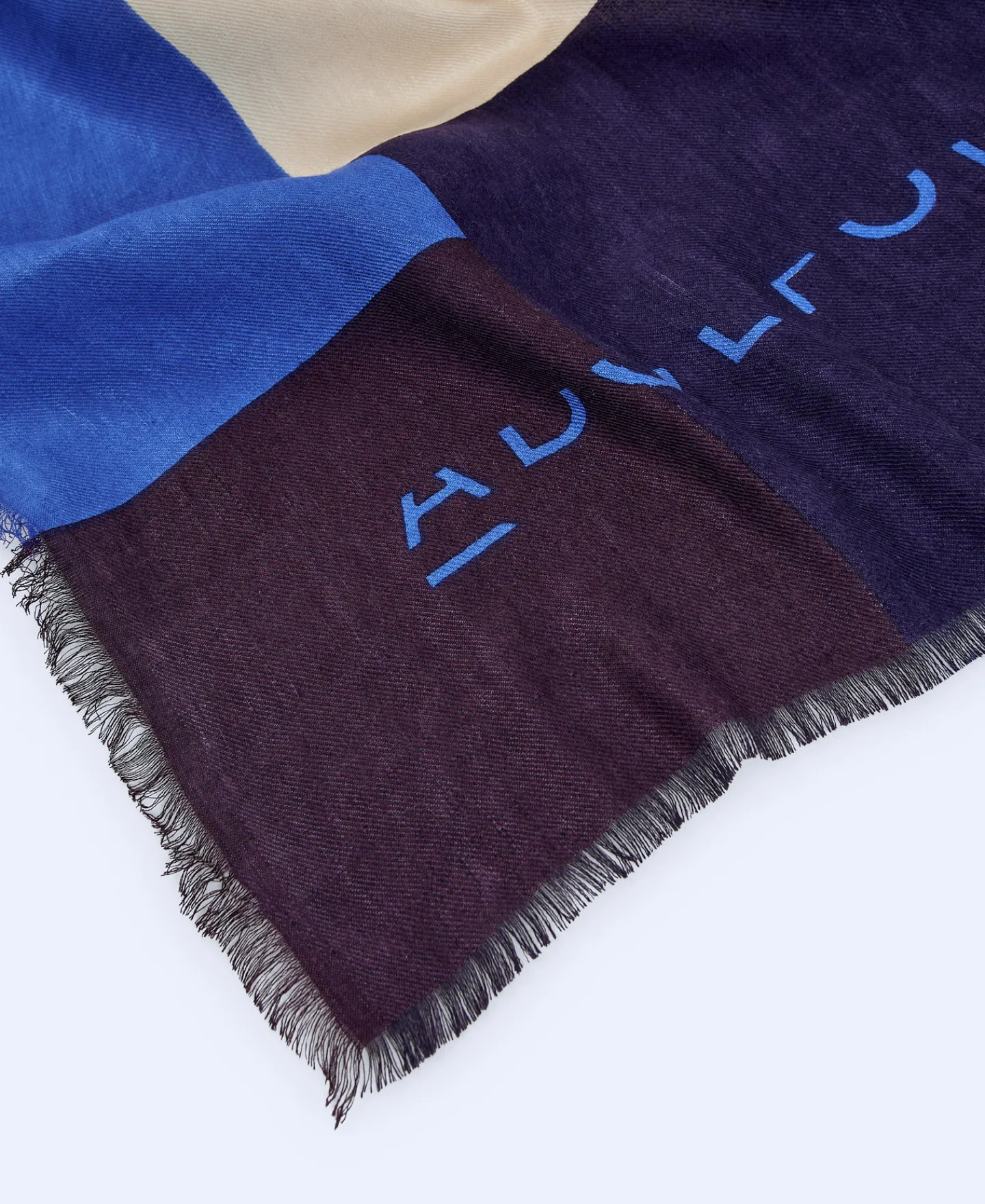 Adolfo Dominguez Foulares>Chal Bloques De Color En Lino Europeo Azul Marino