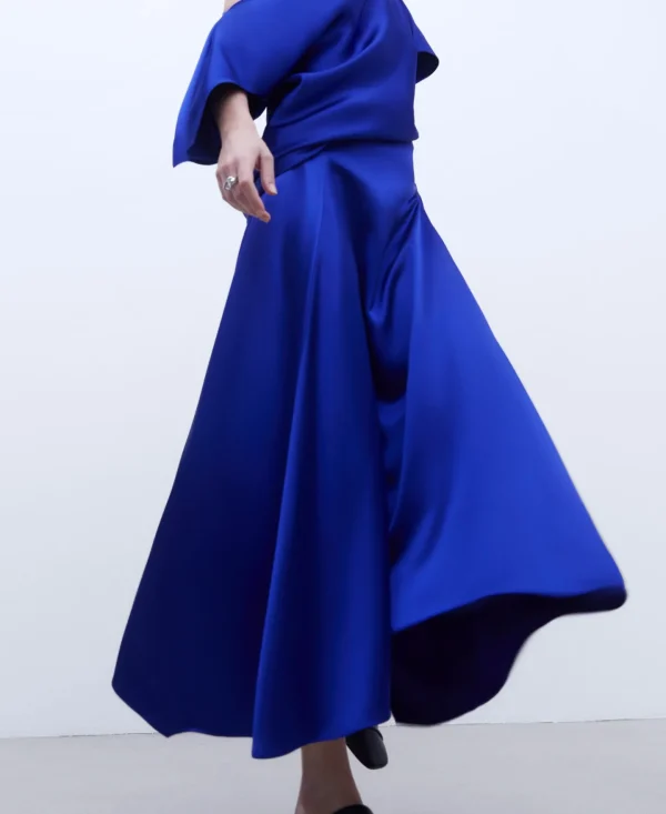 Adolfo Dominguez Faldas>Falda Midi Con Godet Azul