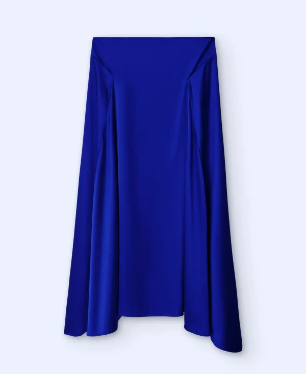 Adolfo Dominguez Faldas>Falda Midi Con Godet Azul