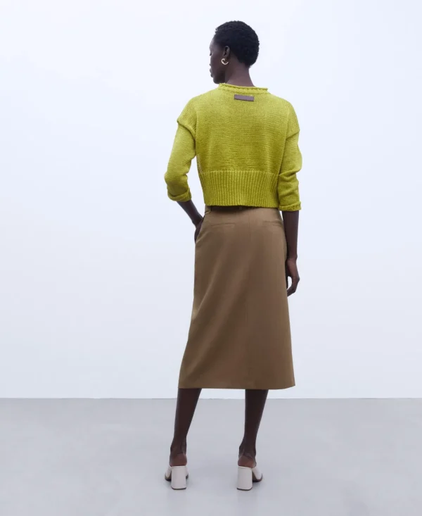 Adolfo Dominguez Faldas>Falda Midi Pliegues Camel/Marron