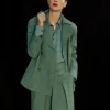 Adolfo Dominguez Abrigos Y Chaquetas>Gabardina Corta En Algodon Y Nailon Verde