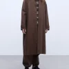 Adolfo Dominguez Abrigos Y Chaquetas>Gabardina Oversize En Algodon Encerado Marron