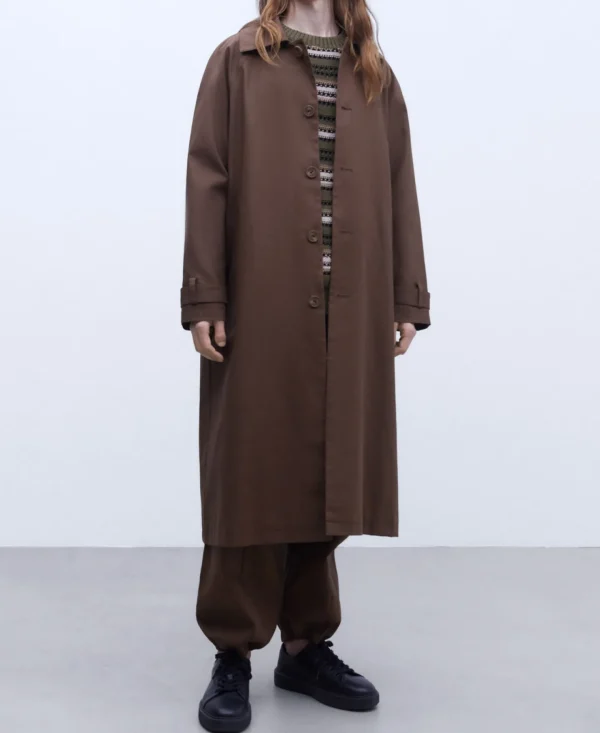 Adolfo Dominguez Abrigos Y Chaquetas>Gabardina Oversize En Algodon Encerado Marron