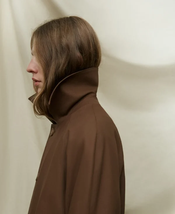 Adolfo Dominguez Abrigos Y Chaquetas>Gabardina Oversize En Algodon Encerado Marron