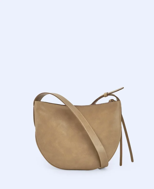 Adolfo Dominguez Bolsos>Hobo Medio En Piel Responsable Topo/Beige