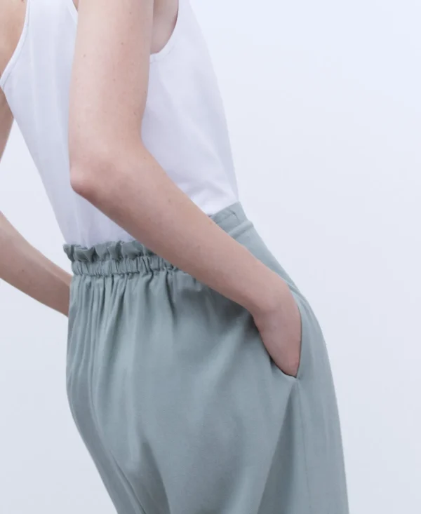 Adolfo Dominguez Pantalones>Jogger Fluido De Corte Recto Verde