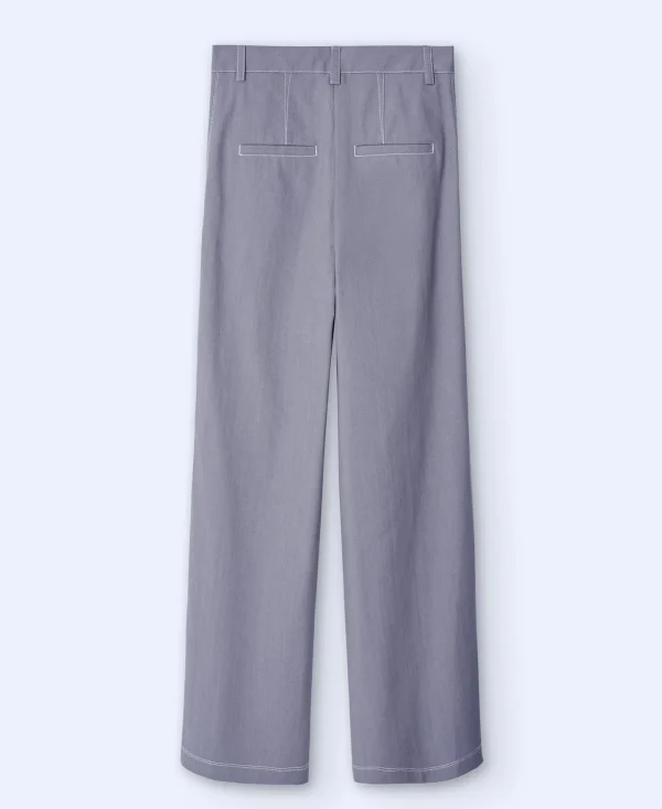 Adolfo Dominguez Pantalones>Pantalon Ancho En Tejido De Algodon Gris