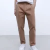 Adolfo Dominguez Pantalones>Pantalon Chino De Pinzas En Algodon Camel