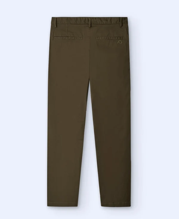 Adolfo Dominguez Pantalones>Pantalon Chino En Twill De Algodon Caqui