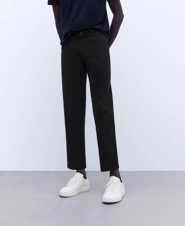 Adolfo Dominguez Pantalones>Pantalon Chino Slim Fit En Twill Negro