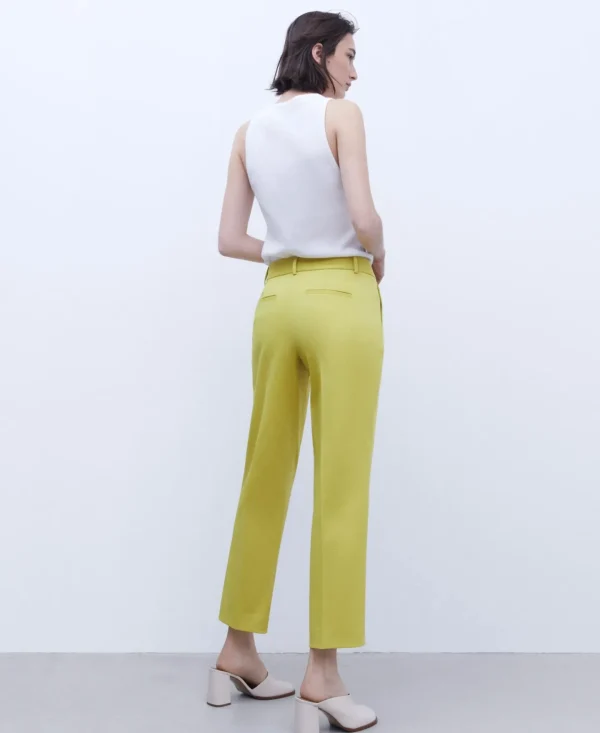 Adolfo Dominguez Pantalones>Pantalon Corte Recto Amarillo Oscuro