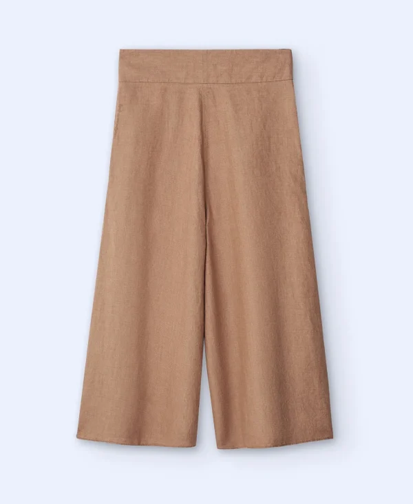 Adolfo Dominguez Pantalones>Pantalon Culotte En Lino Europeo Caramelo