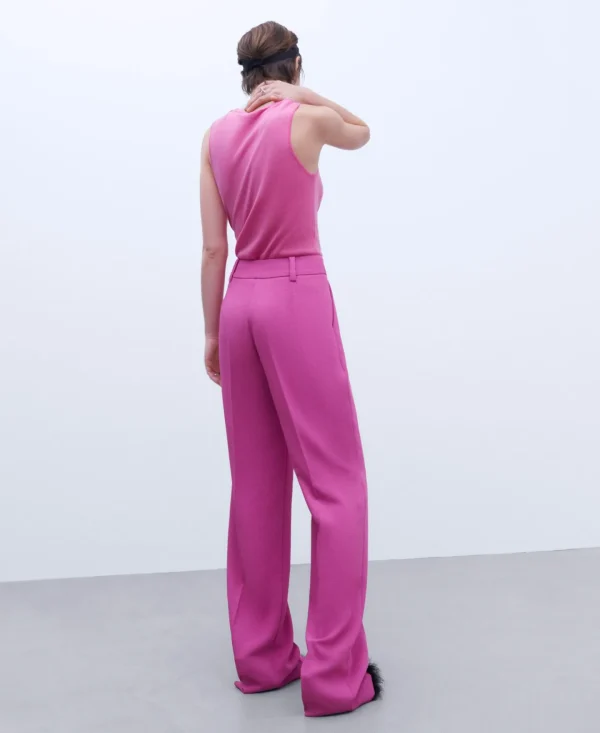 Adolfo Dominguez Pantalones>Pantalon De Pinzas Monocolor Rosa