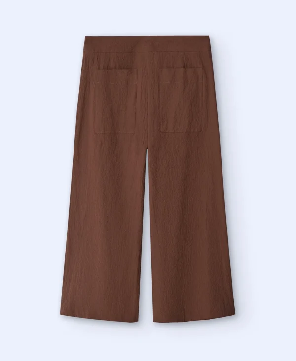 Adolfo Dominguez Pantalones>Pantalon En Seersucker De Algodon Marron