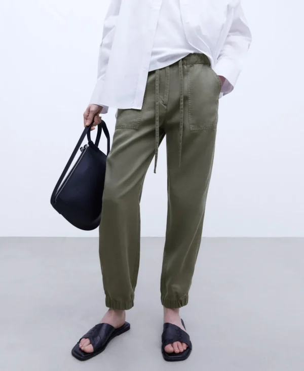 Adolfo Dominguez Pantalones>Pantalon Jogger En Lyocell De Lenzing™ Verde Oscuro