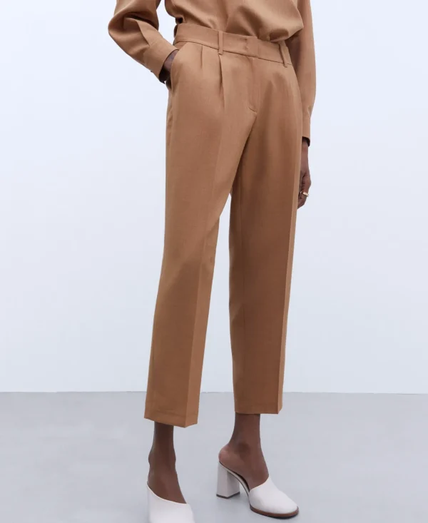 Adolfo Dominguez Pantalones>Pantalon Recto Con Pinzas Camel