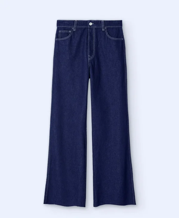 Adolfo Dominguez Pantalones>Pantalon Vaquero De Corte Ancho Azul Denim