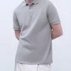 Adolfo Dominguez Camisetas Y Polos>Polo Dos Botones En Algodon Gris Claro