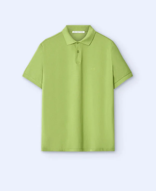 Adolfo Dominguez Camisetas Y Polos>Polo Dos Botones En Algodon Verde