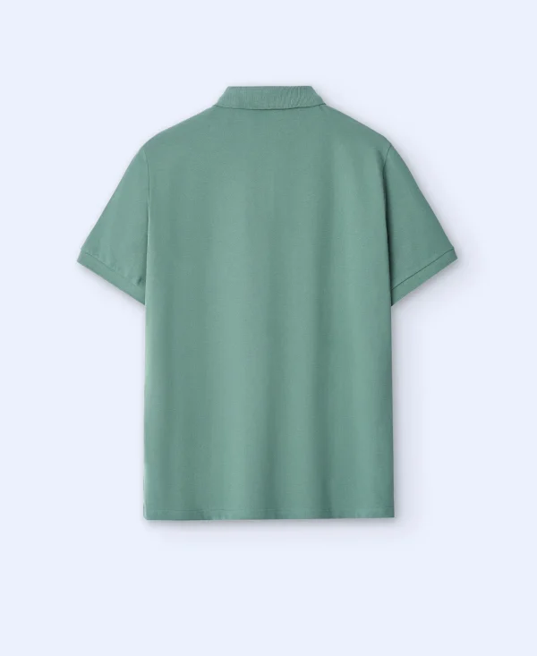 Adolfo Dominguez Camisetas Y Polos>Polo Dos Botones En Algodon Verde Gris