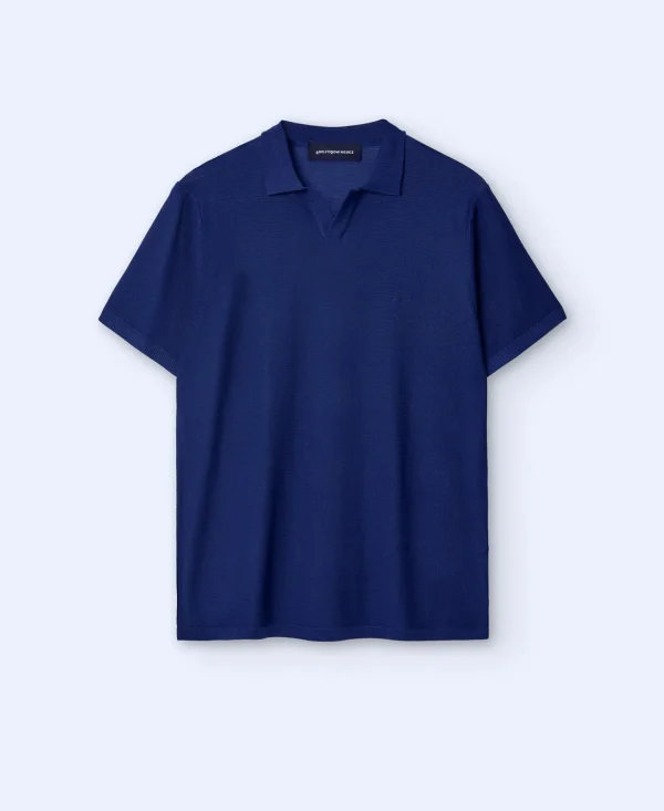 Adolfo Dominguez Camisetas Y Polos>Polo Regular Fit Sin Botones Azul Prusia