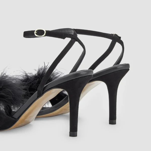 Adolfo Dominguez Zapatos>Sandalia Punta Cuadrada Plumas Negro