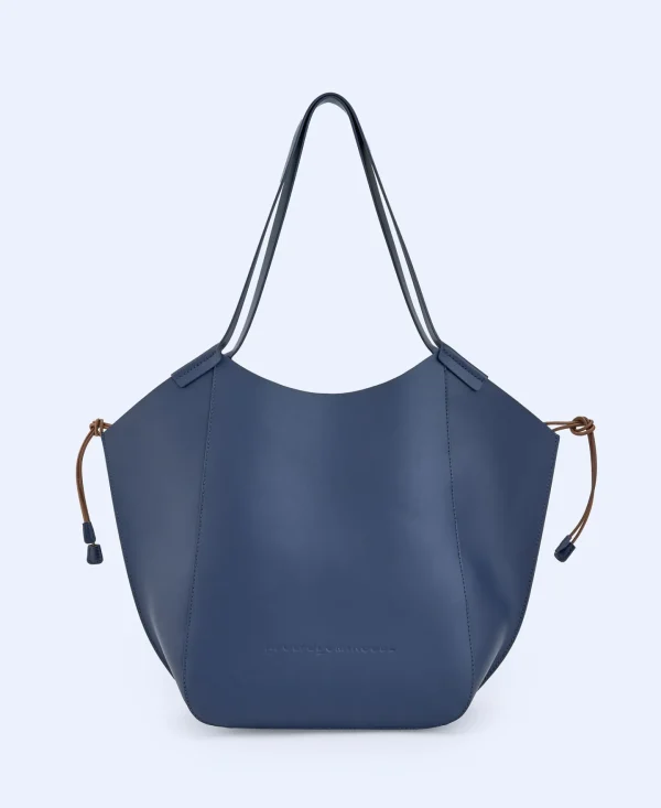 Adolfo Dominguez Bolsos>Shopper En Piel Vaqueta Azul Marino