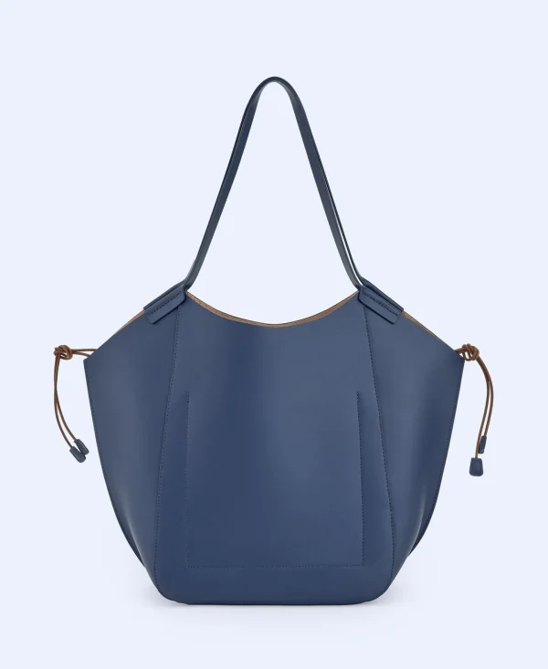 Adolfo Dominguez Bolsos>Shopper En Piel Vaqueta Azul Marino