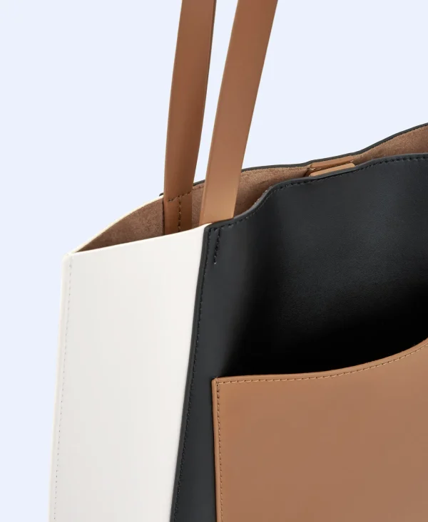 Adolfo Dominguez Bolsos>Shopper Tricolor En Piel Vaqueta Multicolor