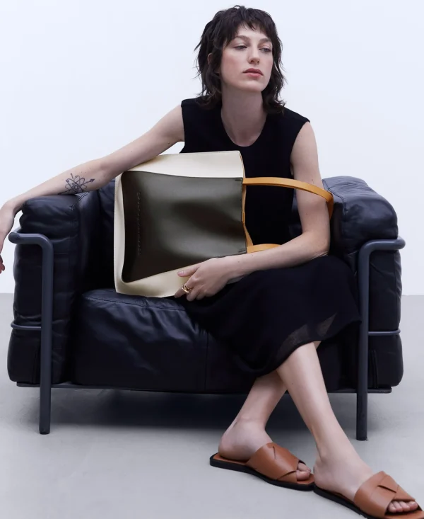 Adolfo Dominguez Bolsos>Shopper Tricolor En Piel Vaqueta Multicolor