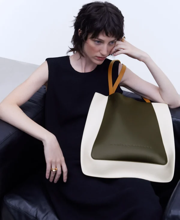 Adolfo Dominguez Bolsos>Shopper Tricolor En Piel Vaqueta Multicolor