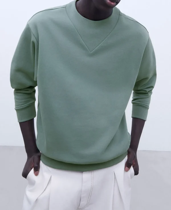 Adolfo Dominguez Sudaderas>Sudadera En Algodon Verde Gris