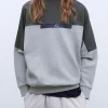 Adolfo Dominguez Sudaderas>Sudadera Oversize En Algodon Bicolor Gris Melange