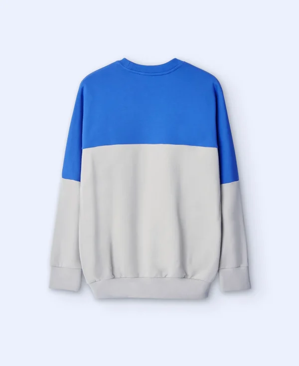 Adolfo Dominguez Sudaderas>Sudadera Oversize En Algodon Bicolor Azul/Gris