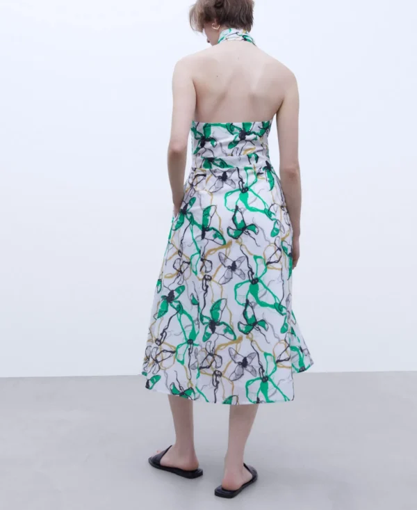Adolfo Dominguez Vestidos Y Monos>Vestido Cuello Haltery Espalda Al Aire Verde Estampado